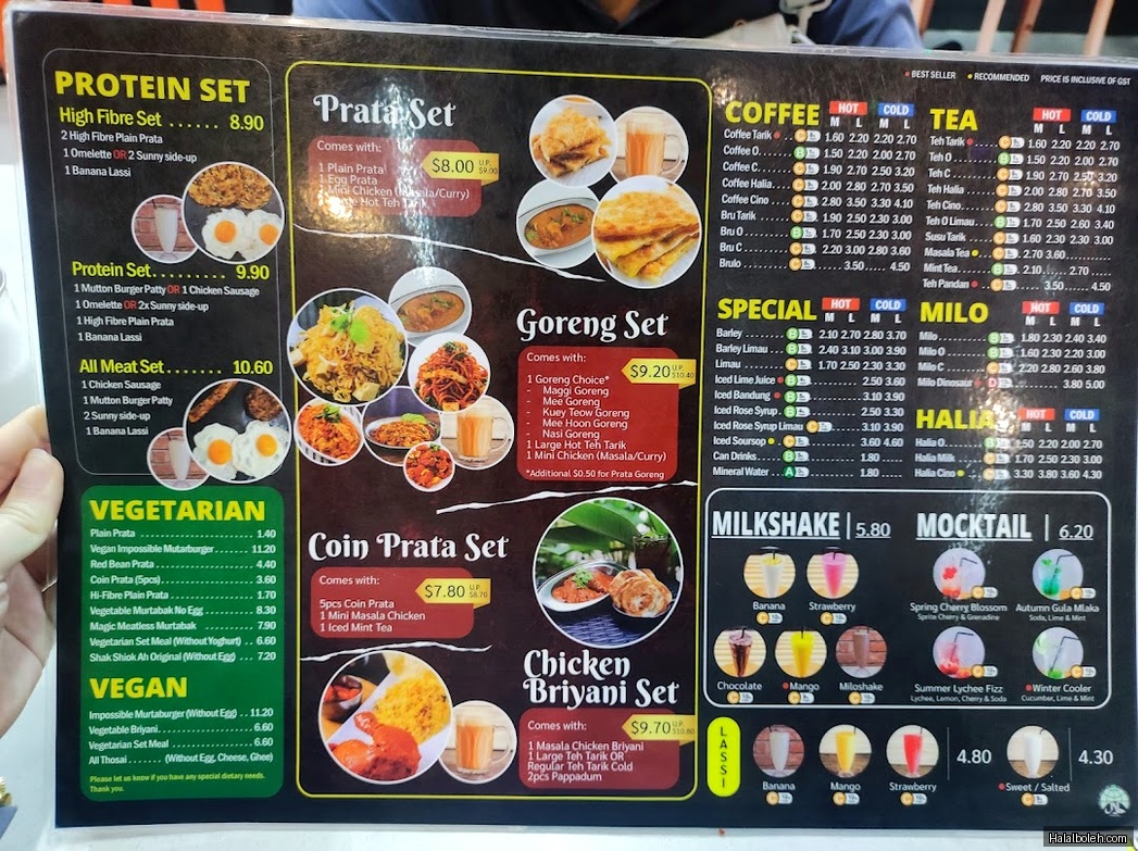 Springleaf Prata Place - menu