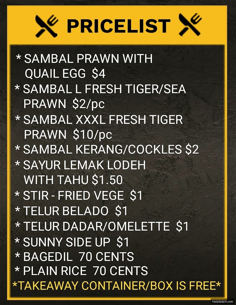 Nasi Kampung @ Jalan Tiga - menu