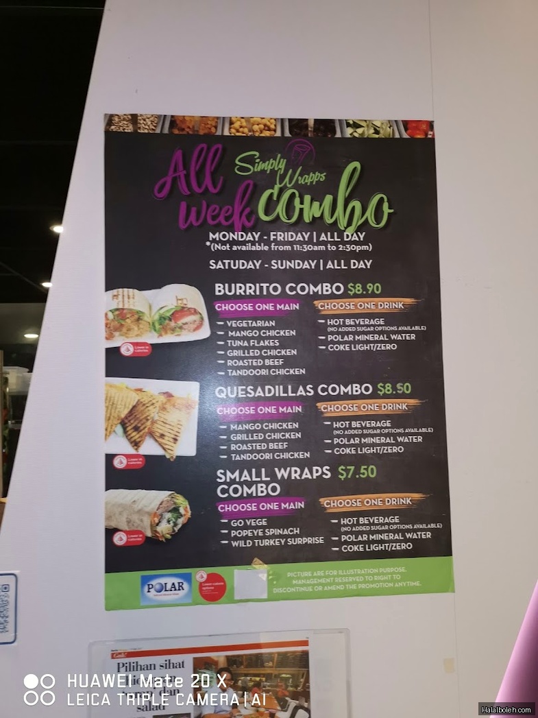 Simply Wrapps - menu