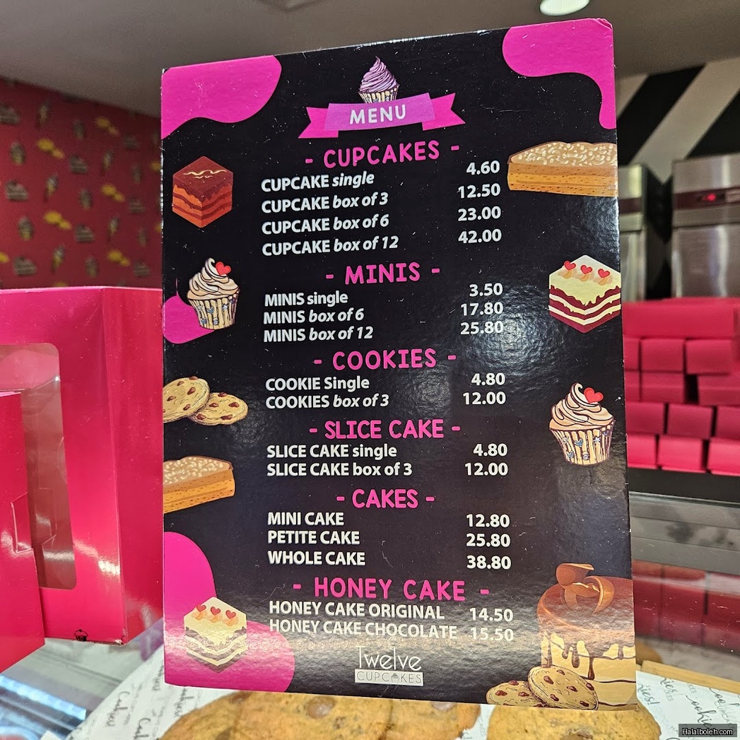 Twelve Cupcakes - menu