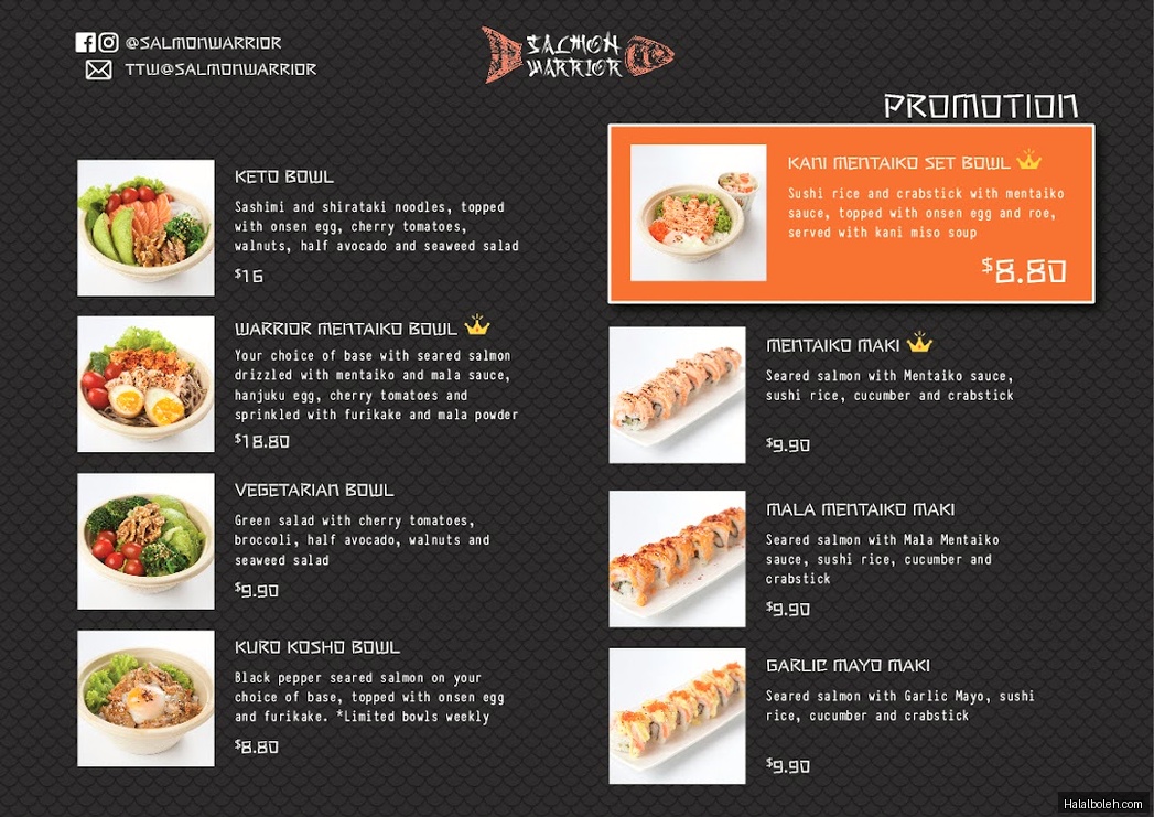 Salmon Warrior - menu