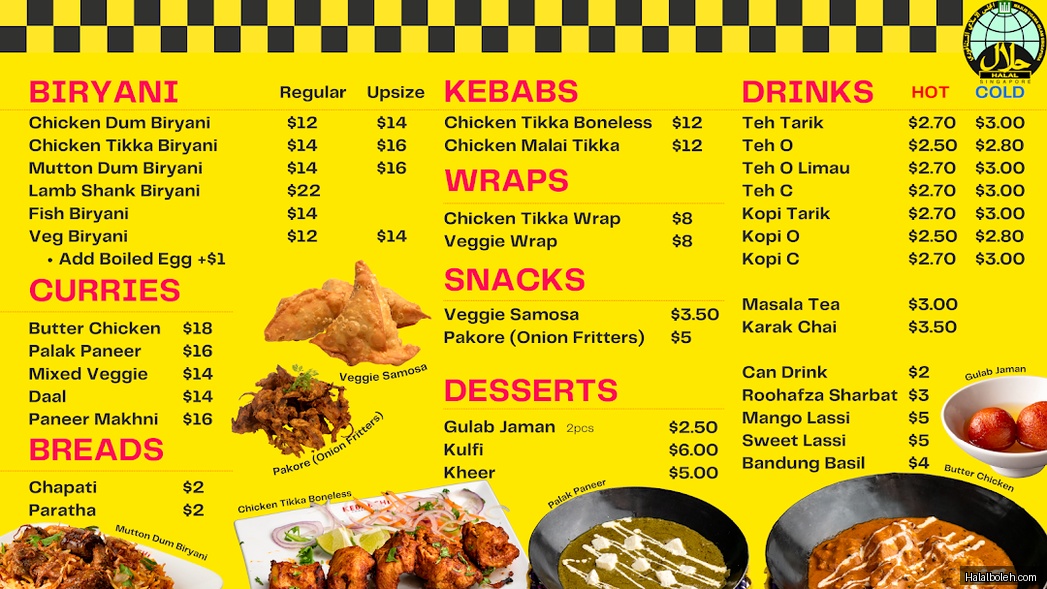Kebabchi Biryani - menu