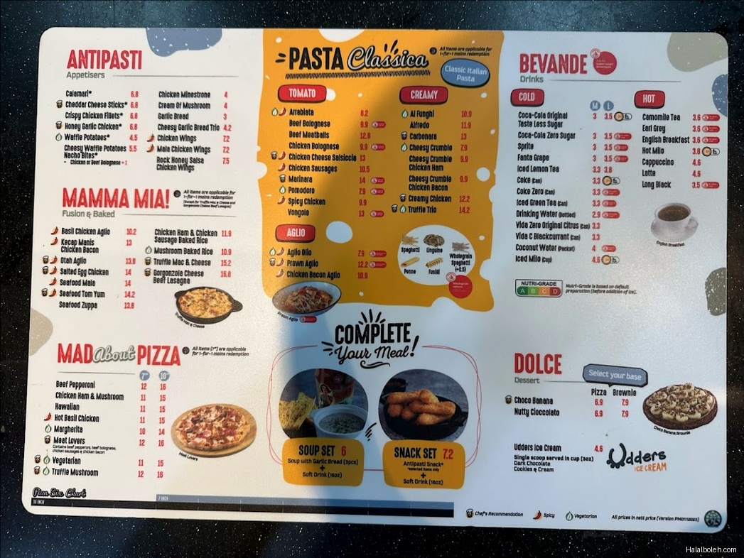 PastaMania - menu