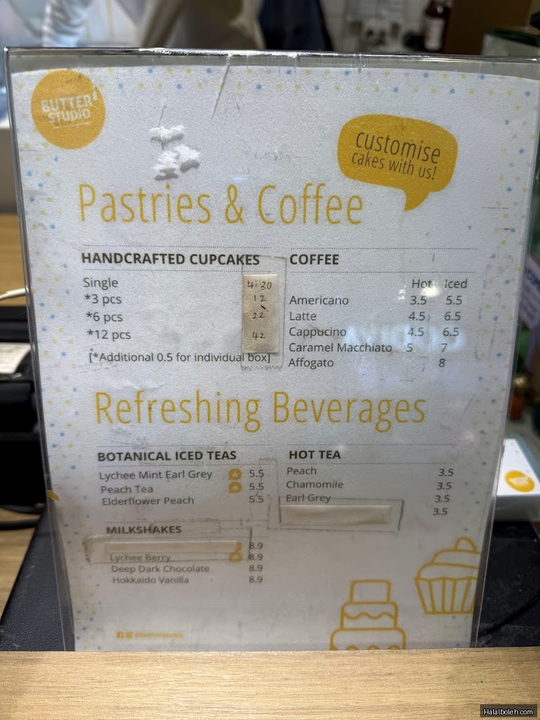 Butter Studio - menu