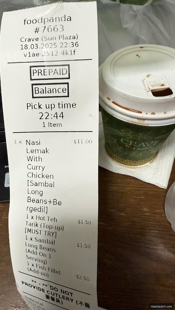 Crave Nasi Lemak - menu