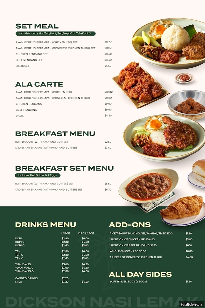 Dickson Nasi Lemak - menu