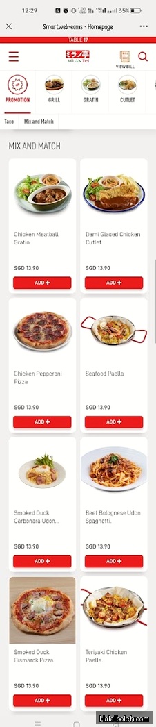 Milan Tei at VivoCity - Menu