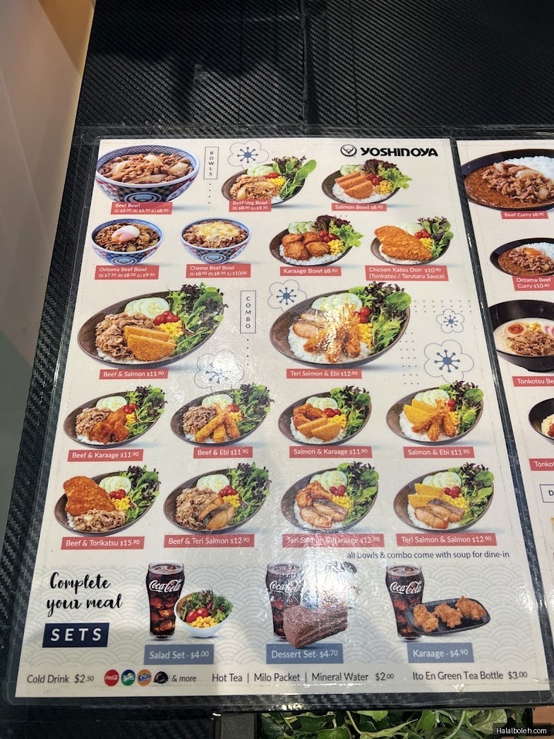 Yoshinoya - menu