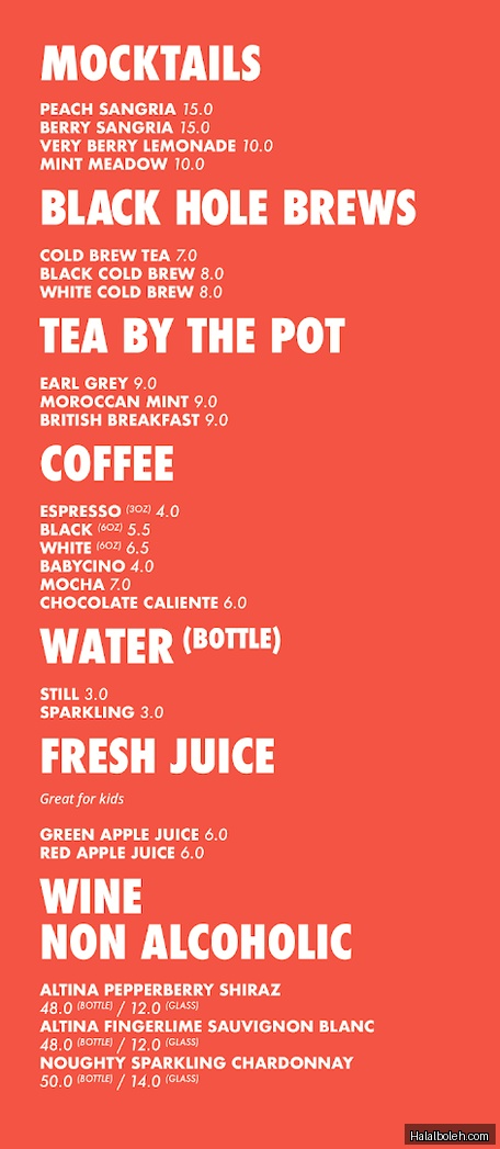 The Great Mischief - menu