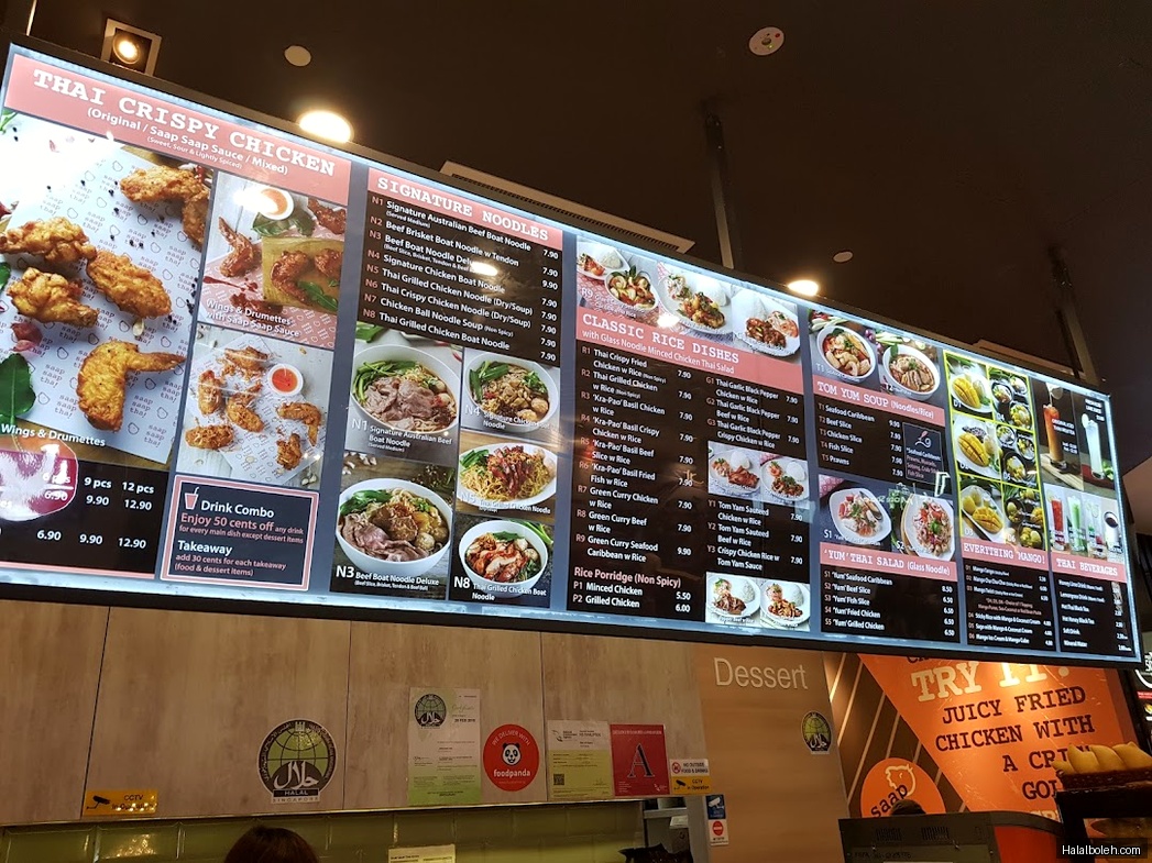 Saap Saap Thai - menu