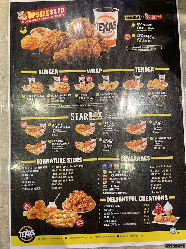 Texas Chicken - menu