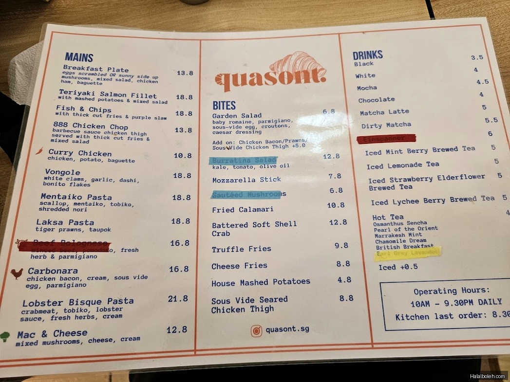 Quason - menu