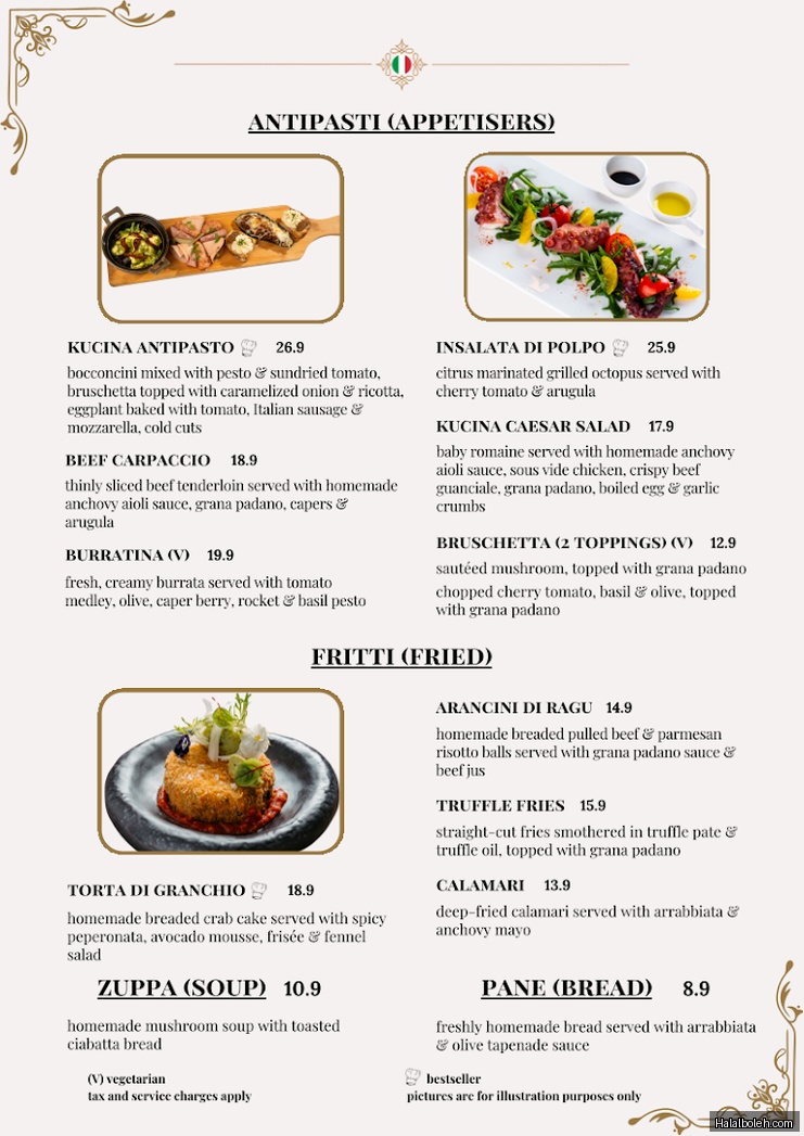 KuCina Italian Restaurant - menu