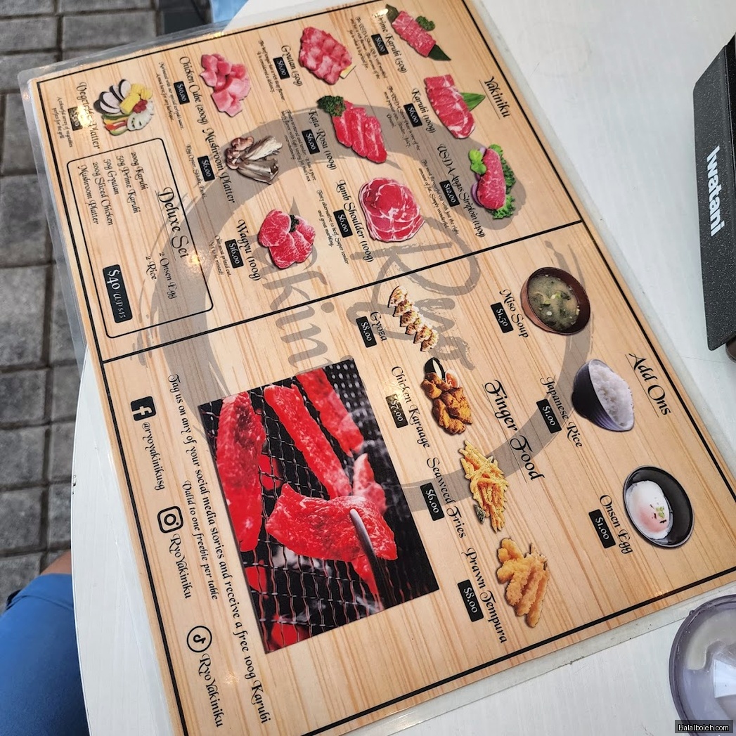 Ryo Yakiniku - menu