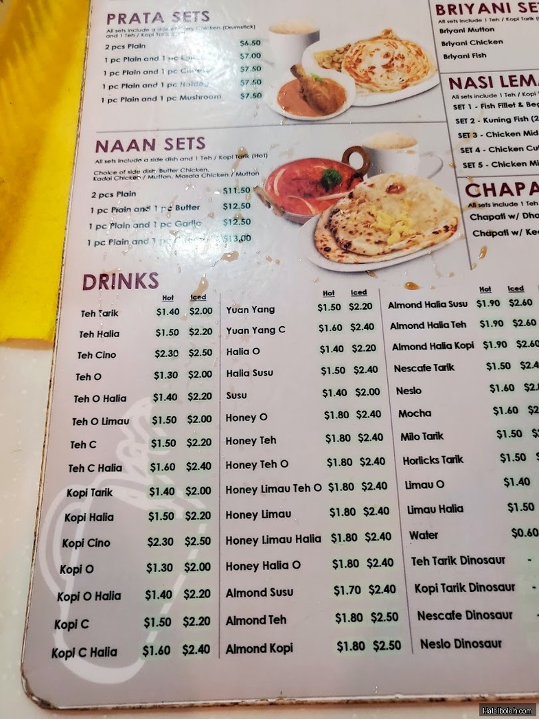 Mr Teh Tarik Express - menu