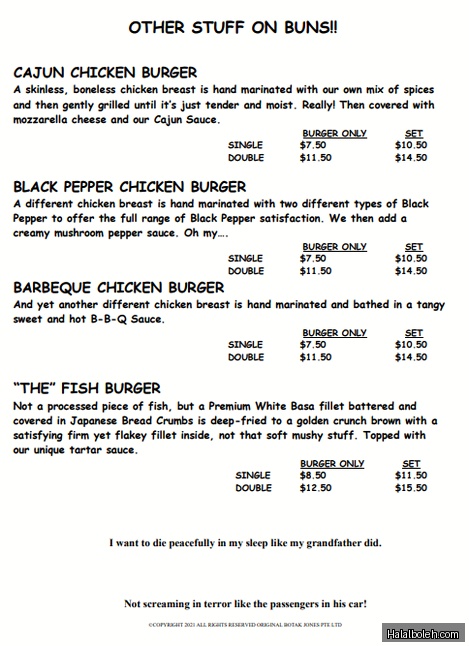 The Original Botak Jones - menu