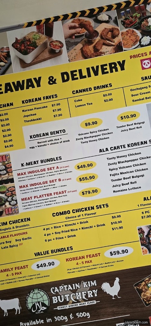 Captain Kim - menu