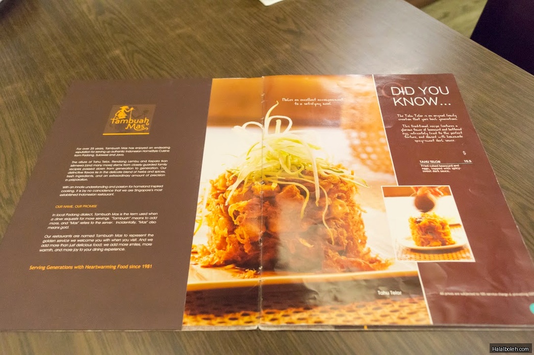 Tambuah Mas - menu