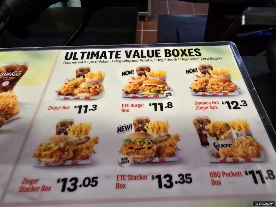 KFC - menu