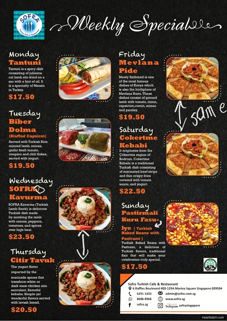 Sofra Turkish Cafe and Restaurant - menu