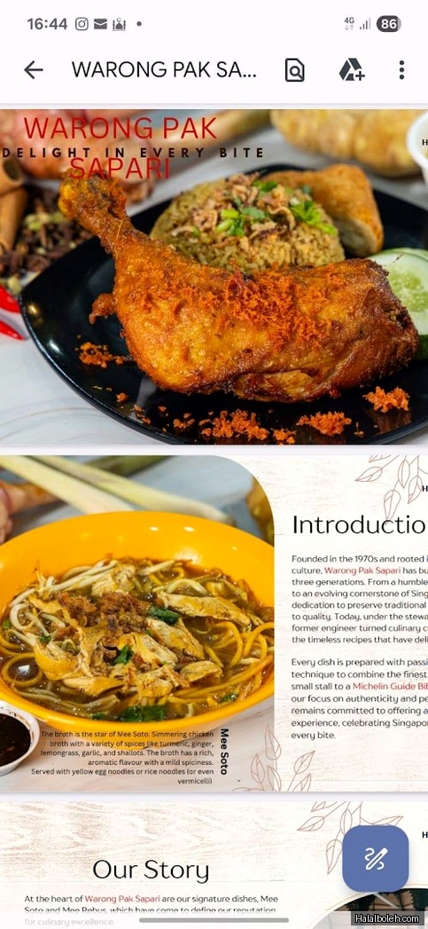 Warong Pak Sapari at Adam Road Food Centre - Menu