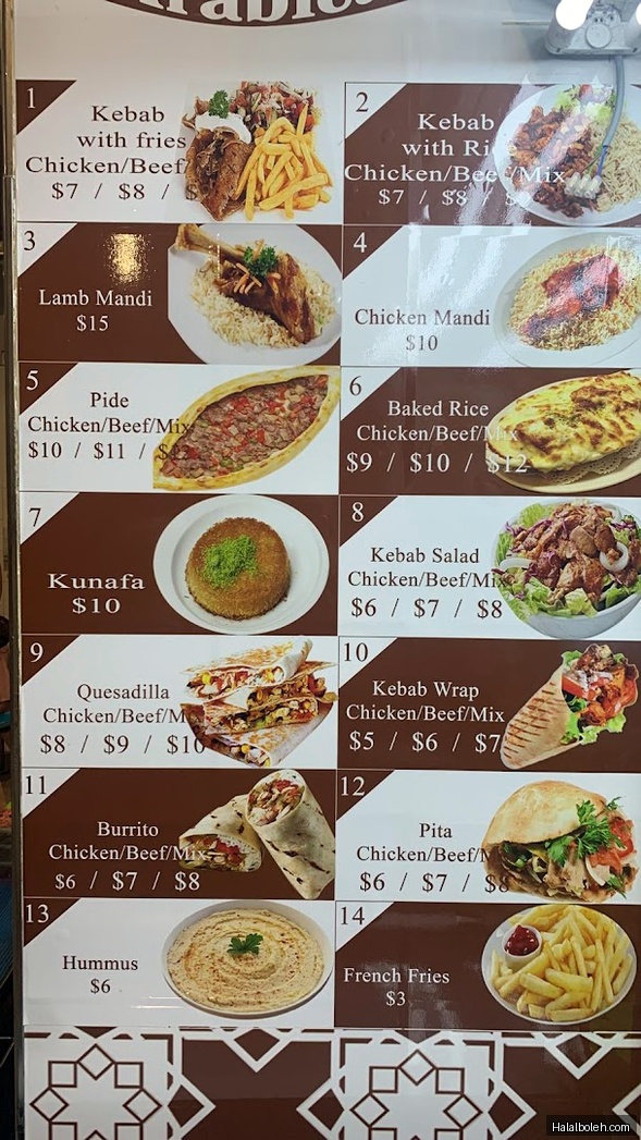 Arabica Kebab - menu