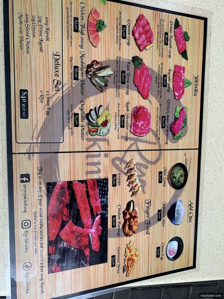 Ryo Yakiniku - menu