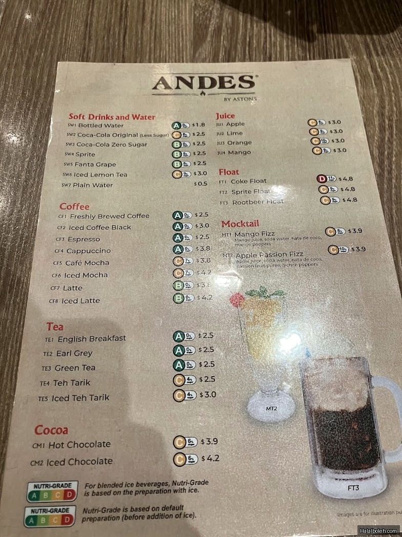 Andes by Astons - menu