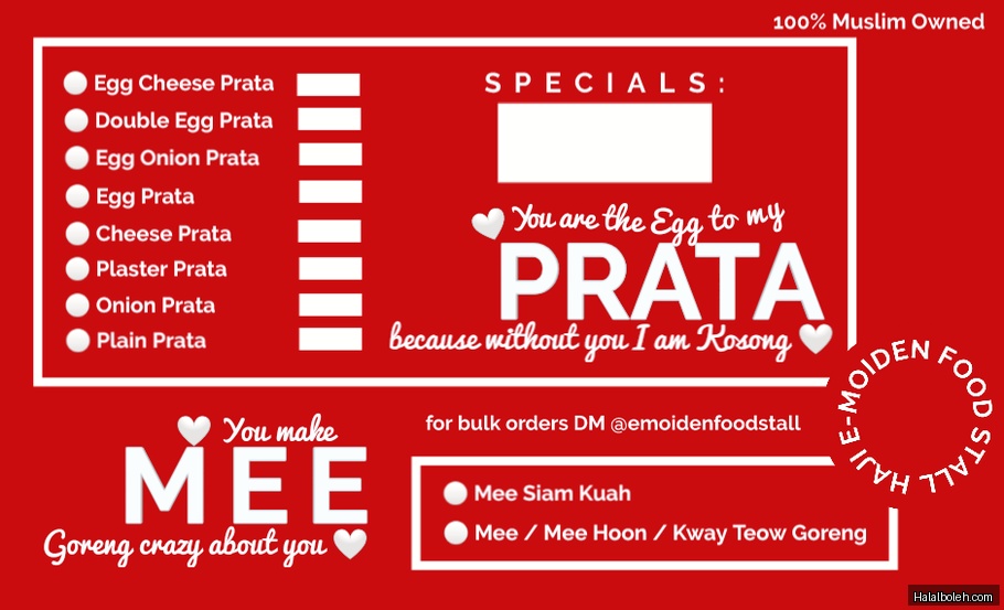 Haji E-Moiden - menu