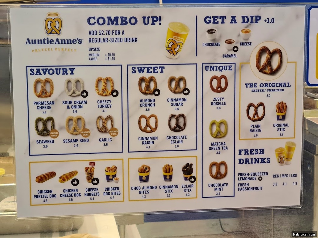 Auntie Anne's - menu