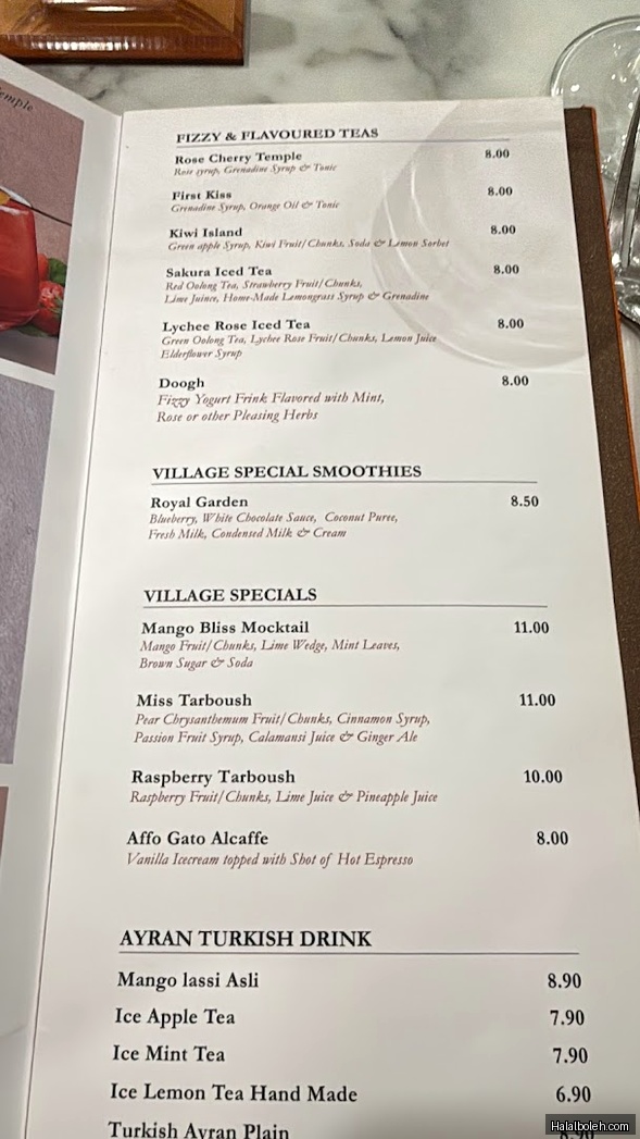 Tarboush Restaurant - menu