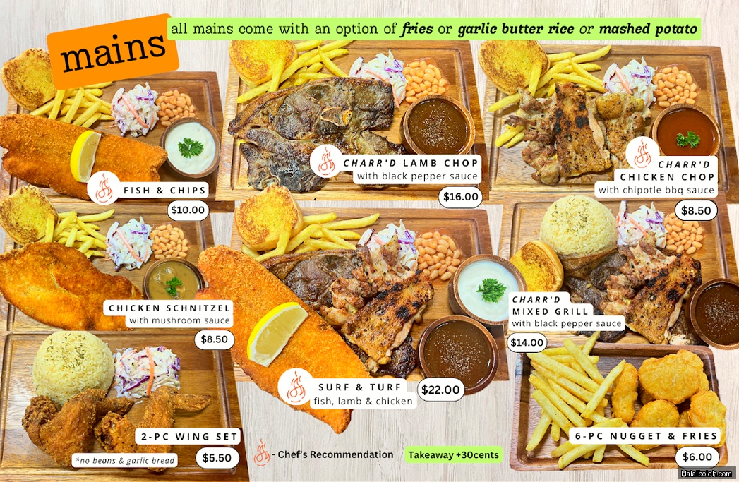 Charr'd The Hawker - menu