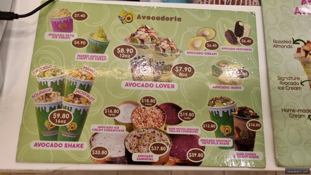 Avocadoria - menu