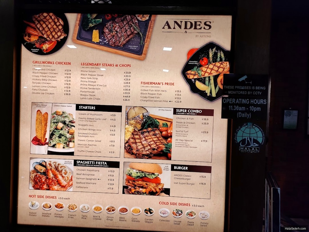Andes by Astons - menu
