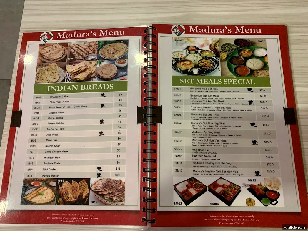 Madura's Restaurant - menu