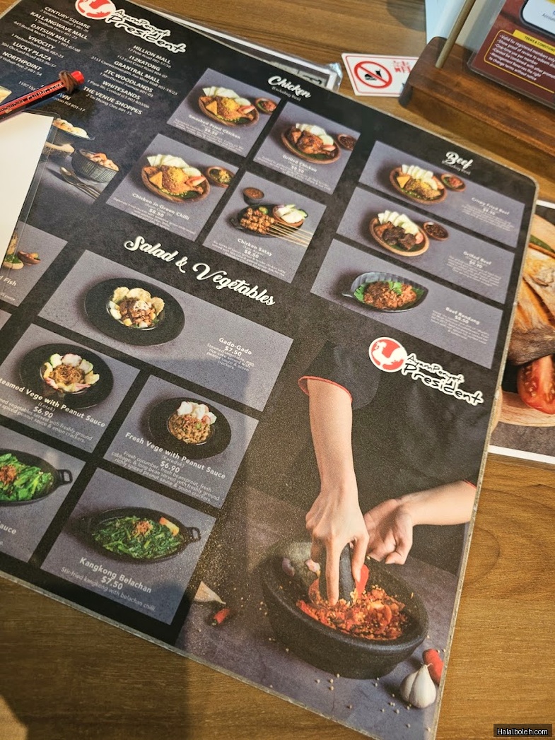 Ayam Penyet President - menu