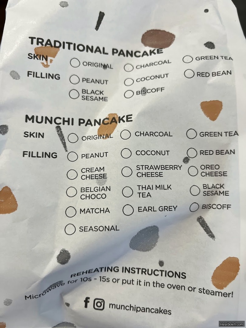 Munchi Pancakes - menu