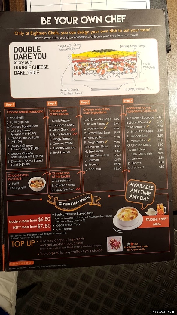 Eighteen Chefs - menu