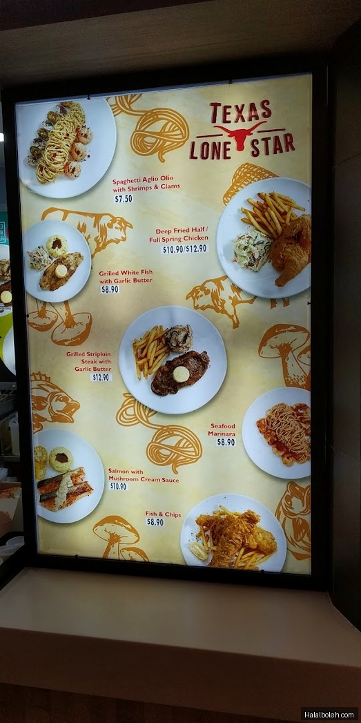 Texas Lone Star - menu