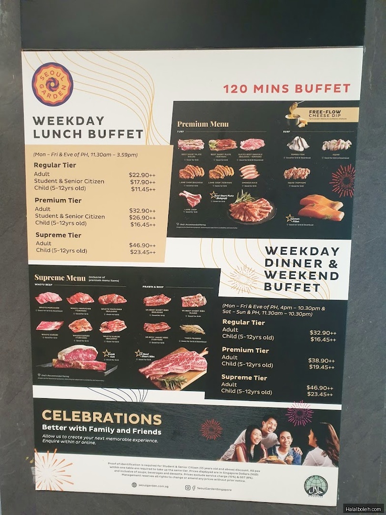 Seoul Garden HOTPOT - menu