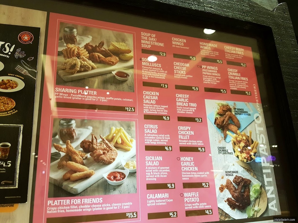 PastaMania - menu