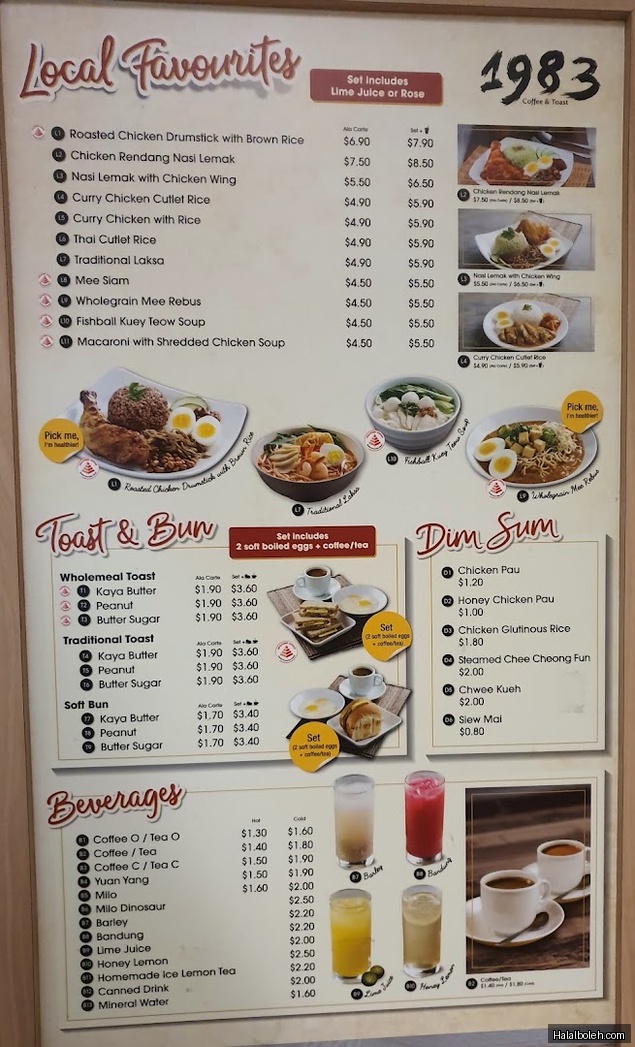1983 Coffee & Toast - menu