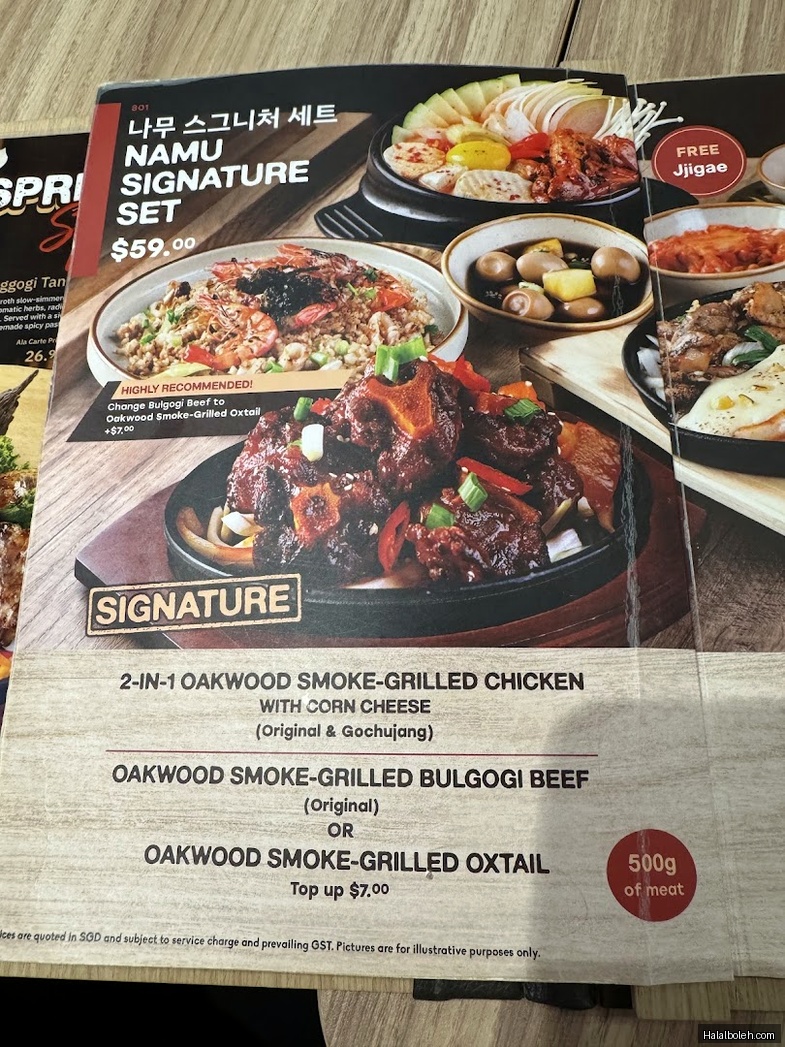Namu Bulgogi at Tampines 1 - Menu