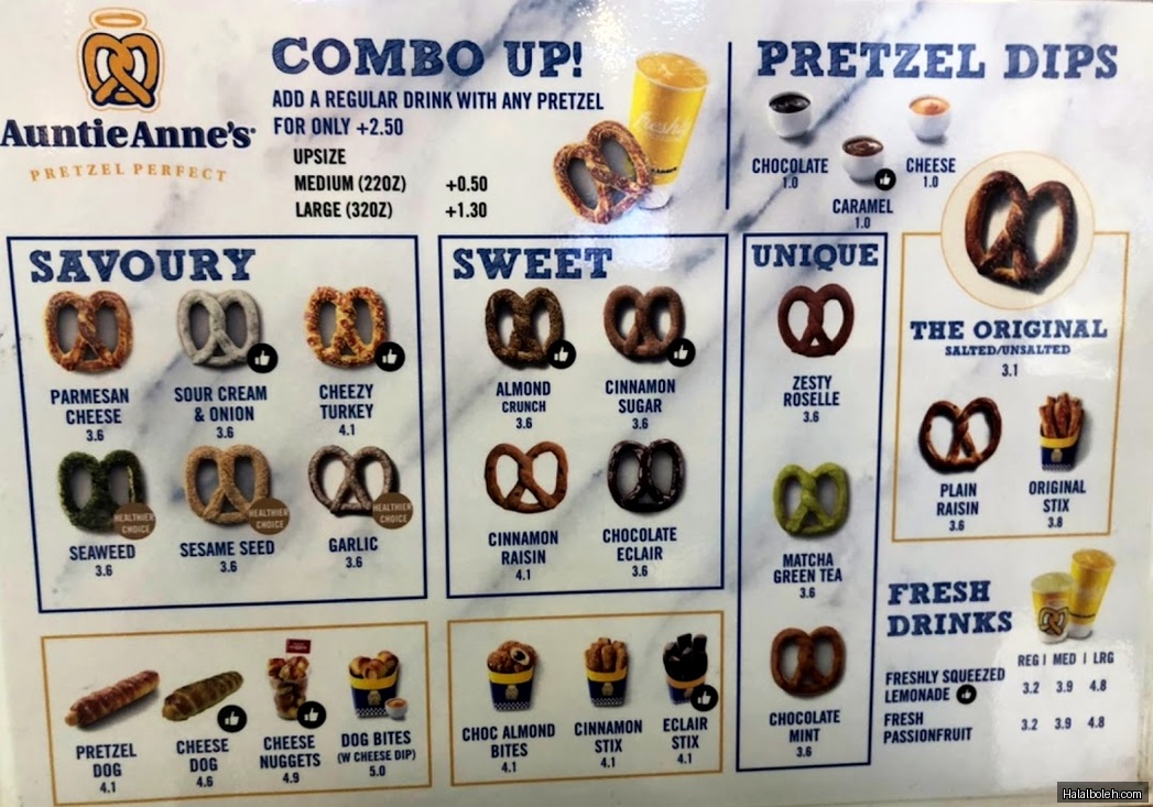 Auntie Anne's - menu
