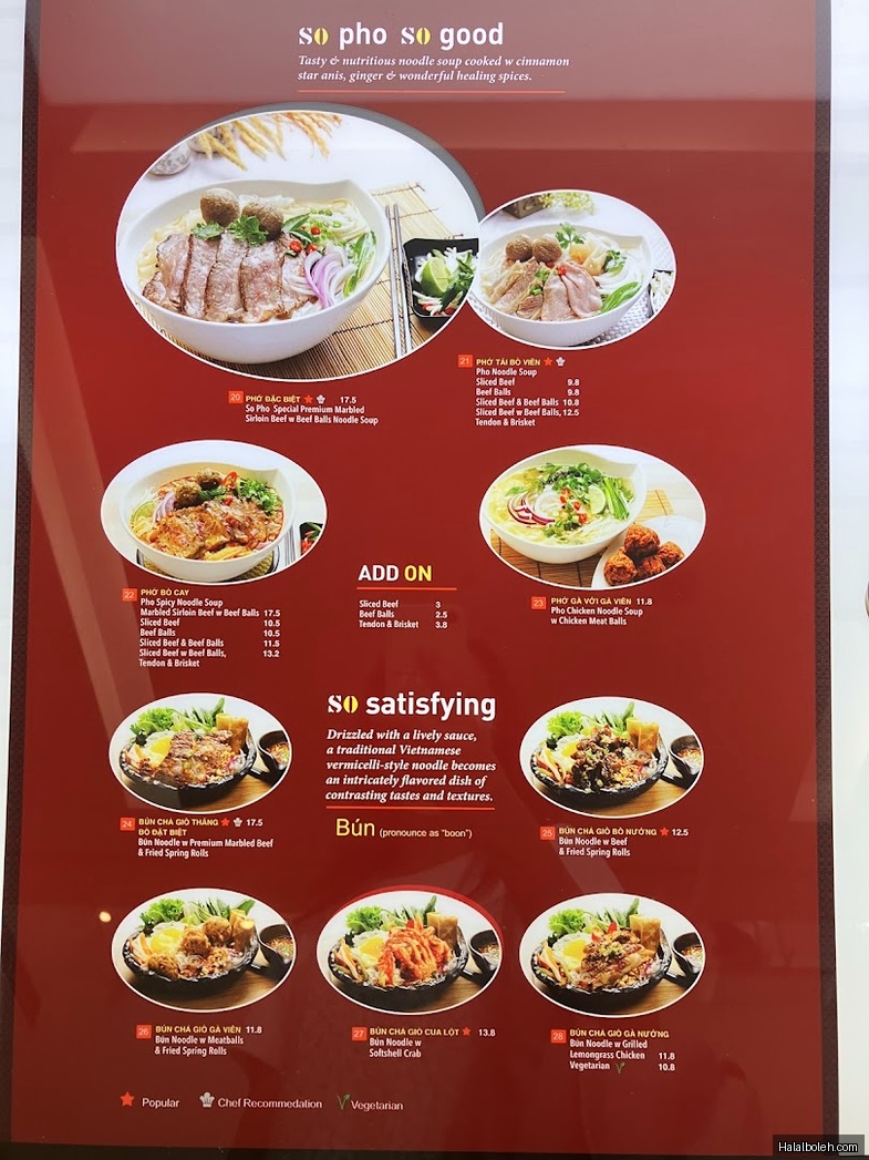 So Pho - menu