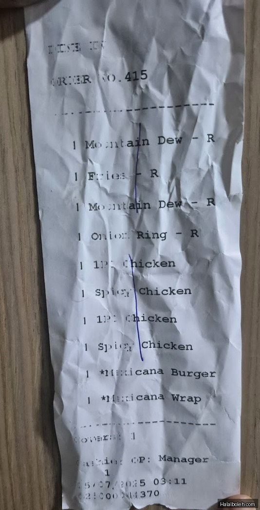 Texas Chicken - menu