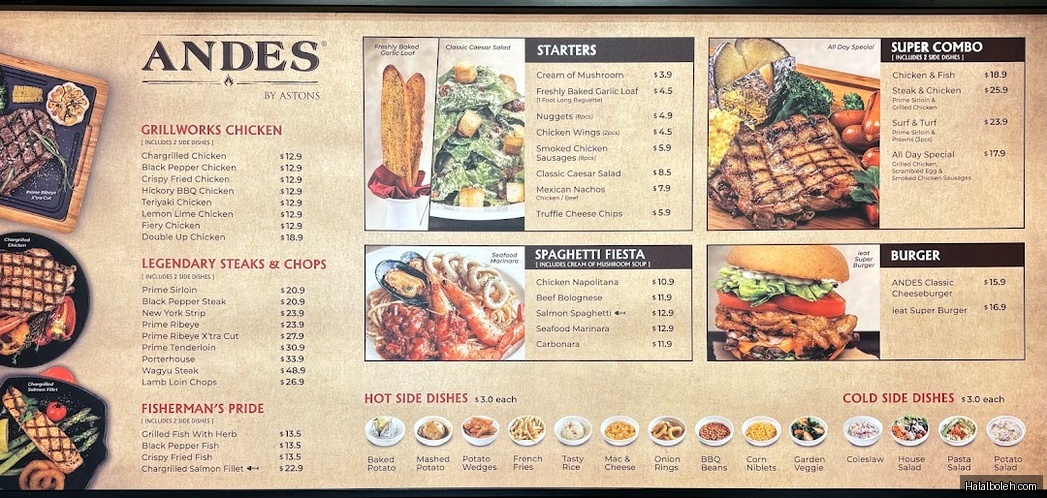 Andes by Astons - menu