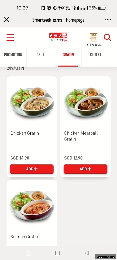 Milan Tei at VivoCity - Menu