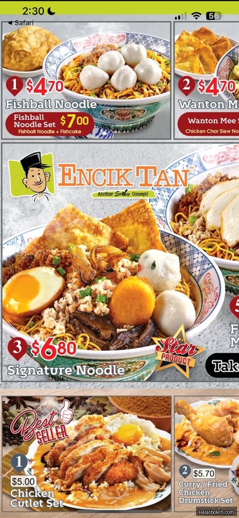 Encik Tan - menu