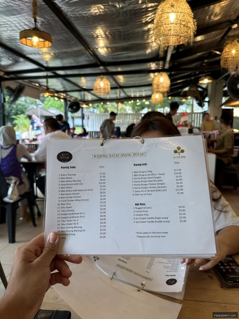 Warong Satay Abang Botak - menu